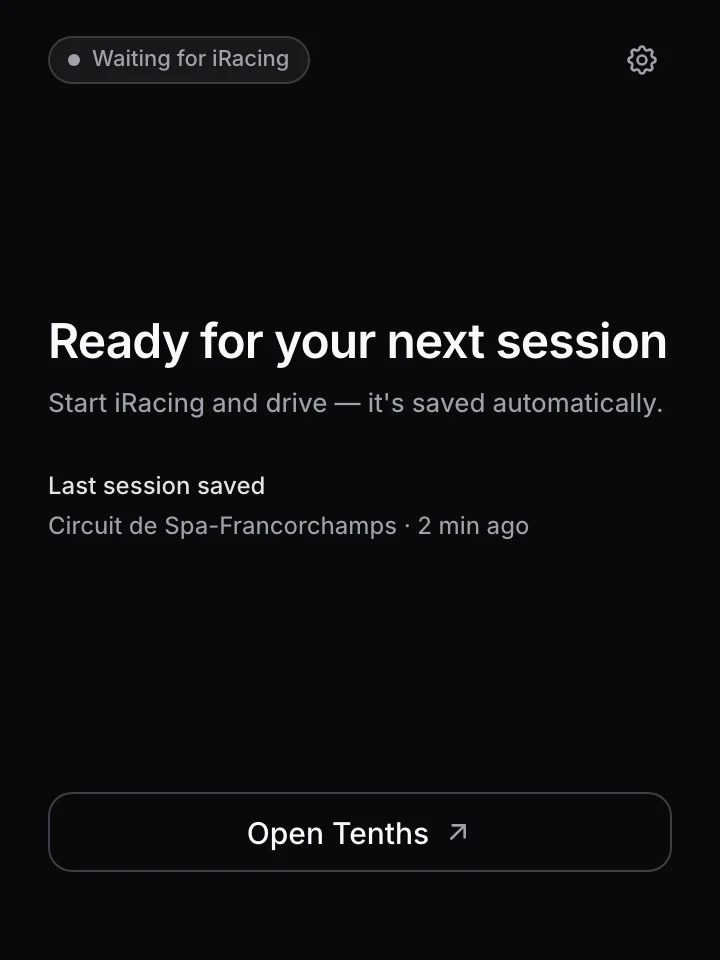 Ready for your next session; last session saved: Spa